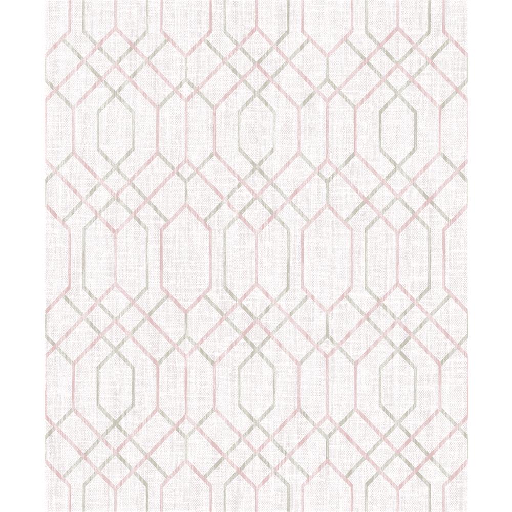Decorline by Brewster 2838-AW87731 Vista Lyla Pink Trellis Wallpaper